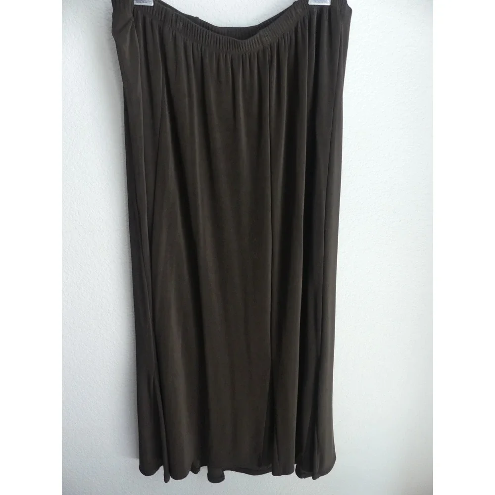 Maggie Barnes Womens‎ 1X 18/20 Brown Slinky Maxi Skirt Office Travel Cruise